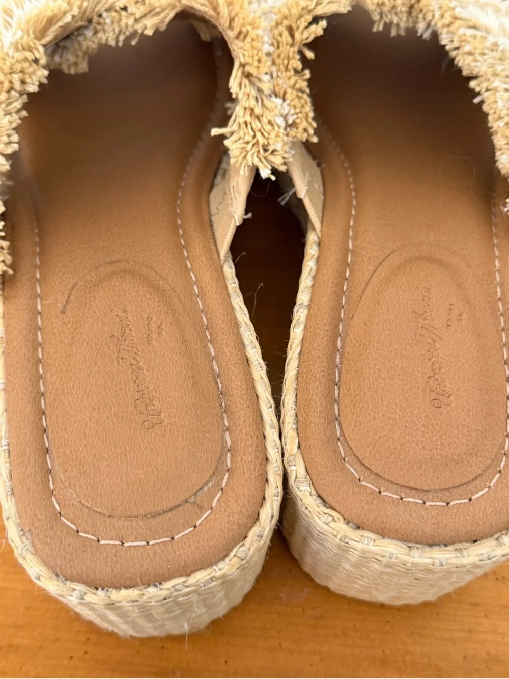 Universal Thread Natural Tan Braided Fringe Espadrille Slides